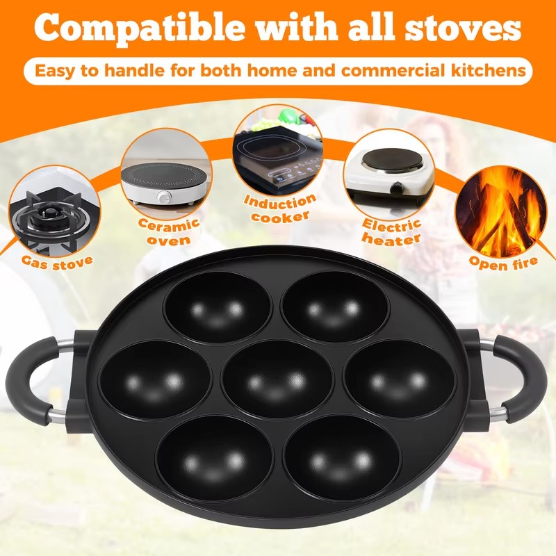 7-Cavity Aluminum Takoyaki Pan - Takoyaki Grill Plate 评论和价格