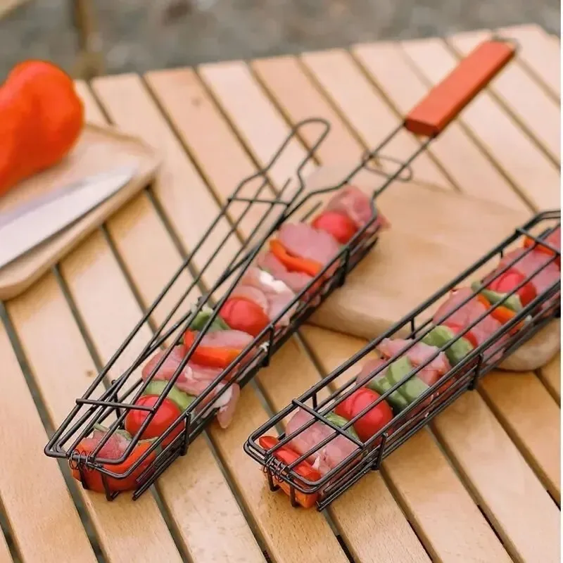 Wooden Handle BBQ Grilling Bas - Corn Dog Stick 评论和价格